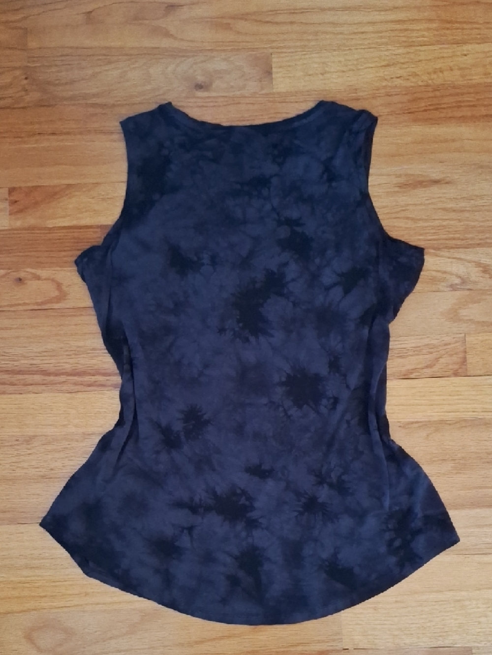Tahari Black Tank Top Womens M Medium Workout Tank Top Long Tank Top Tie Dye - Picture 4 of 5